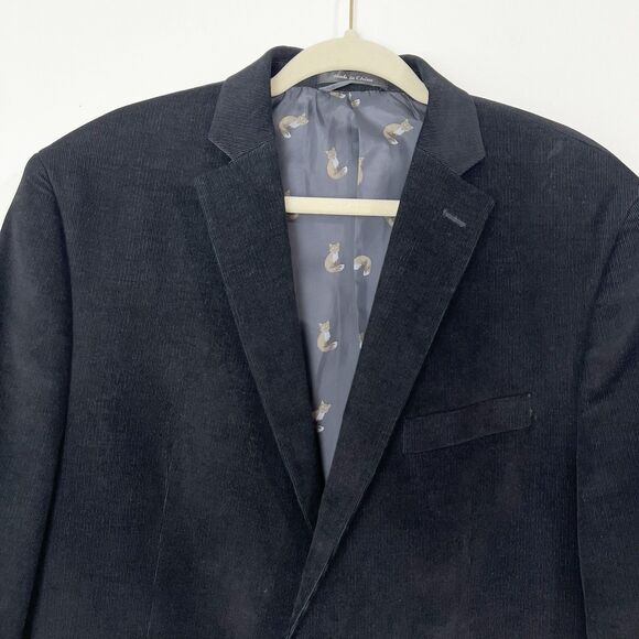 Lauren Ralph Lauren Corduroy Blazer Sport Coat Black Elbow Patches Men’s 43R - Picture 2 of 10